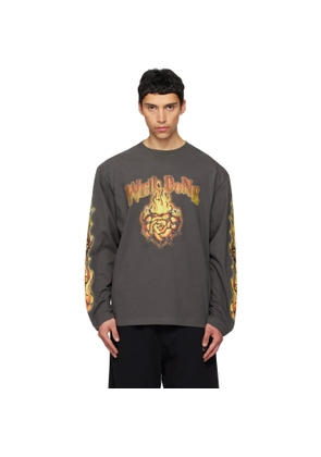 We11done Gray Fire Long-Sleeved T-shirt