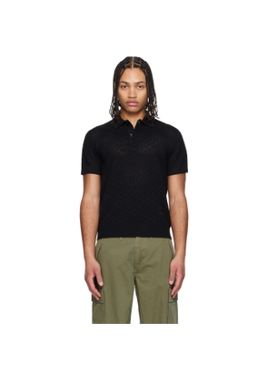 Burberry Black Check Wool Polo
