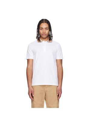 Burberry White Check Collar Cotton Polo
