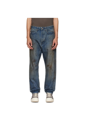 Rick Owens DRKSHDW Blue Temple Collapse Long Jeans