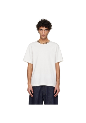 Burberry Off-White Check Trim Cotton T-shirt