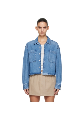 Alexander Wang Blue Cropped Long Sleeve Denim Shirt