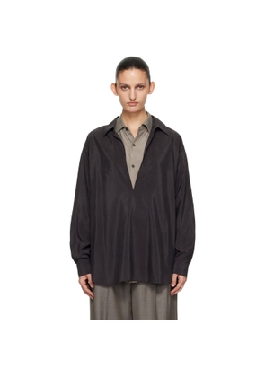 ssstein Brown Silk Nylon Skipper Shirt