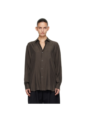 ssstein Brown Cupro Twill Oversized LS Shirt