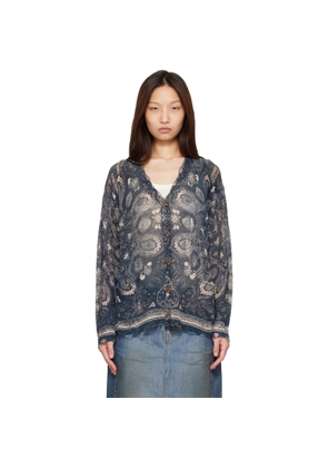 R13 Blue Printed Boyfriend Cardigan