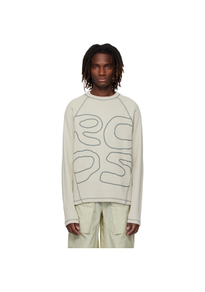 RCOS Beige Stack Logo Waffleknit Longsleeve T-shirt