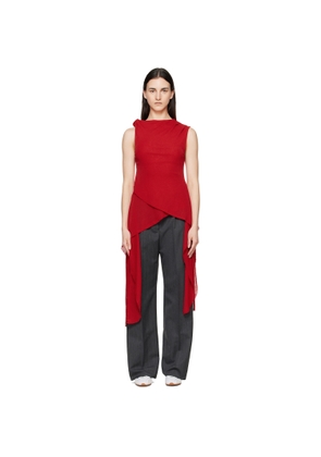 GANNI Red Marl Mesh Top