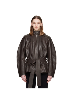 FIDAN NOVRUZOVA Khaki Julia Leather Jacket