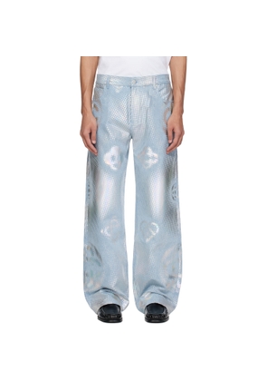 Casablanca Blue Pearlescent Monogram Baggy Jeans