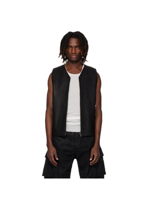 DET BLEV SENT Black Zip Leather Vest