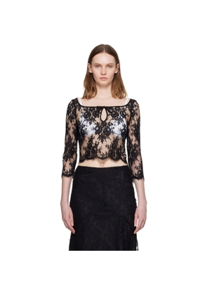 SHUSHU/TONG Black Cut-Out Neckline Top