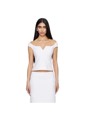 SHUSHU/TONG White Cut-Out U-Neck Crop Top