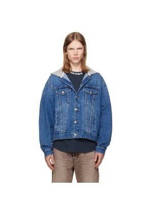 Palm Angels Blue Curved Logo Denim Jacket