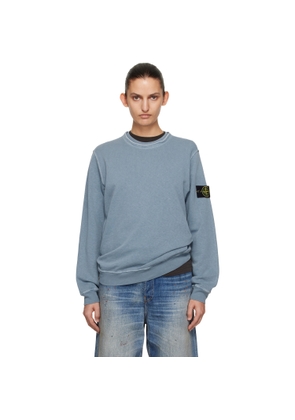 Stone Island Blue 6100034 Malfilé Fleece 'Old' Effect Sweatshirt