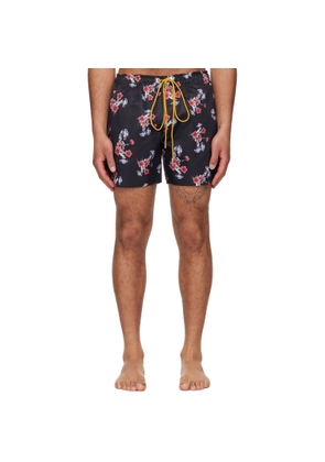 Rhude Black & Red Turbo Floral Swim Shorts