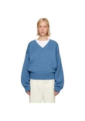 Róhe Blue V-Neck Knitted Sweater