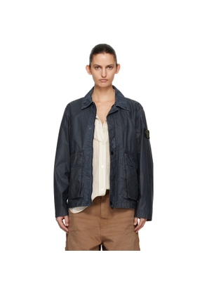 Stone Island Navy 4100054 Waxed Pigment Cotton Tela Jacket
