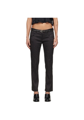 R13 Black Tailored Boy Straight Trousers