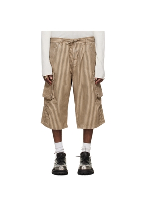 424 Beige Camo Stripe Bermudas Cargo Shorts