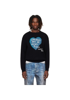 Andersson Bell Black Heart Message Crew-Neck Sweater