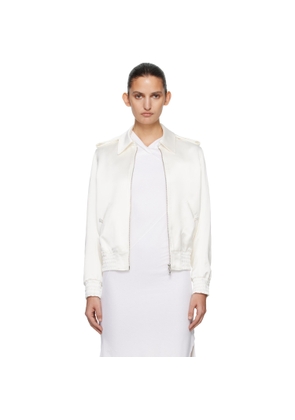 AARON ESH Off-White Satin Blouson Flight Jacket