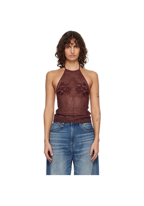 AMIRI Burgundy Floral Crochet Open Back Tank Top