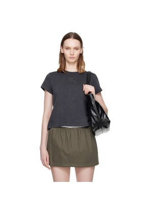Alexander Wang Gray Hotfix Logo Shrunken T-shirt