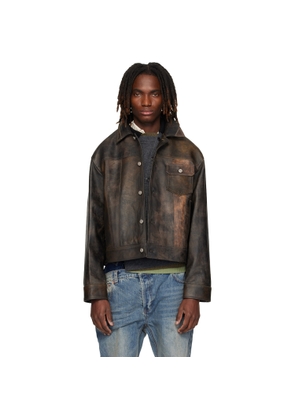 Andersson Bell Brown Leather Patchwork Trucker Jacket