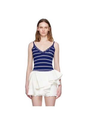 SHUSHU/TONG Blue Striped Knit Tank Bodysuit