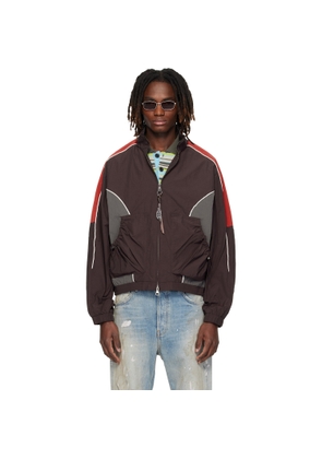 Andersson Bell Brown & Red Color Block Nylon Jacket