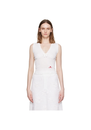 SHUSHU/TONG White Bow Detail V-Neck Knit Tank Top