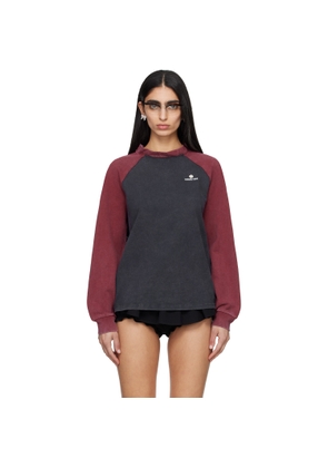 SHUSHU/TONG Gray & Burgundy Crewneck Long-Sleeve T-shirt