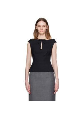SHUSHU/TONG Navy Keyhole Cold-Shoulder Crop Top