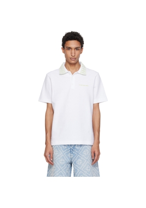 Casablanca White Laurel Piqué Polo