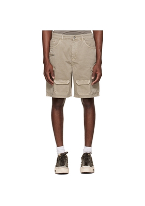 Represent Beige Loaded Cargo Shorts