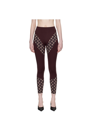 Marine Serre Burgundy Athleisure Moon Insert Leggings