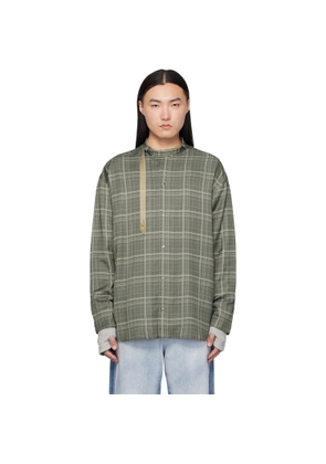 Diesel Gray Check-Satin Biker Details Shirt