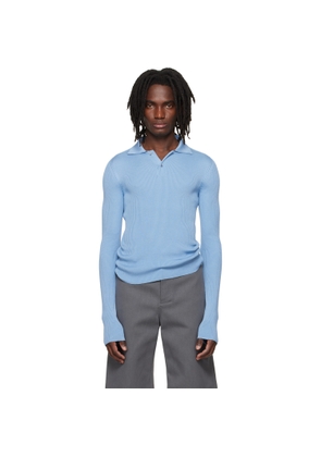 Rier Blue Fine Rib Knit Polo