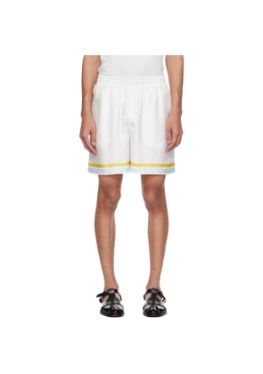 Casablanca White Tennis Landscape Silk Shorts