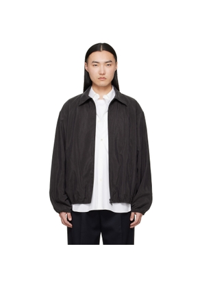 ssstein Brown Silk Nylon Collared Zip Jacket