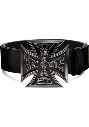 VETEMENTS Black Biker Cross Logo Jumbo Belt