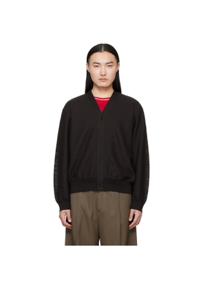ssstein Brown Slub Cotton Knit Cardigan