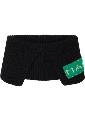 Marni Black Fisherman Rib Wool Pullover Scarf