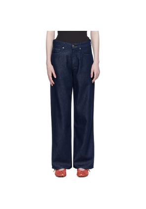 rag & bone Navy Logan Wide-Leg Jeans