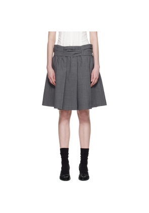 SHUSHU/TONG Gray Draped Waist Wide-Pleat Midi Skirt