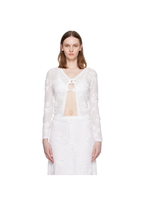 SHUSHU/TONG White Threadwork Bow Cardigan