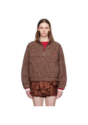 SHUSHU/TONG Brown Stand Neck Pullover Sweater