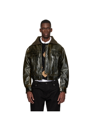 Andersson Bell Khaki Ortega26 Faux-Leather Bomber Jacket
