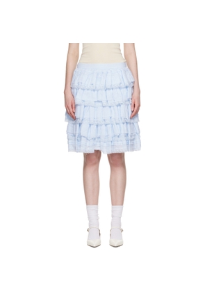 SHUSHU/TONG Blue Tiered Lace Midi Skirt