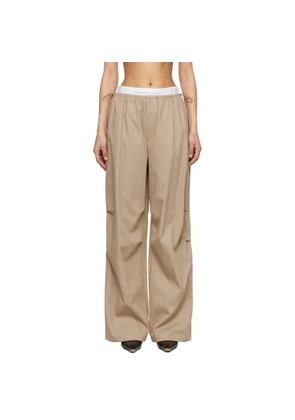 Alexander Wang Taupe Logo Elastic Mid-Rise Trousers